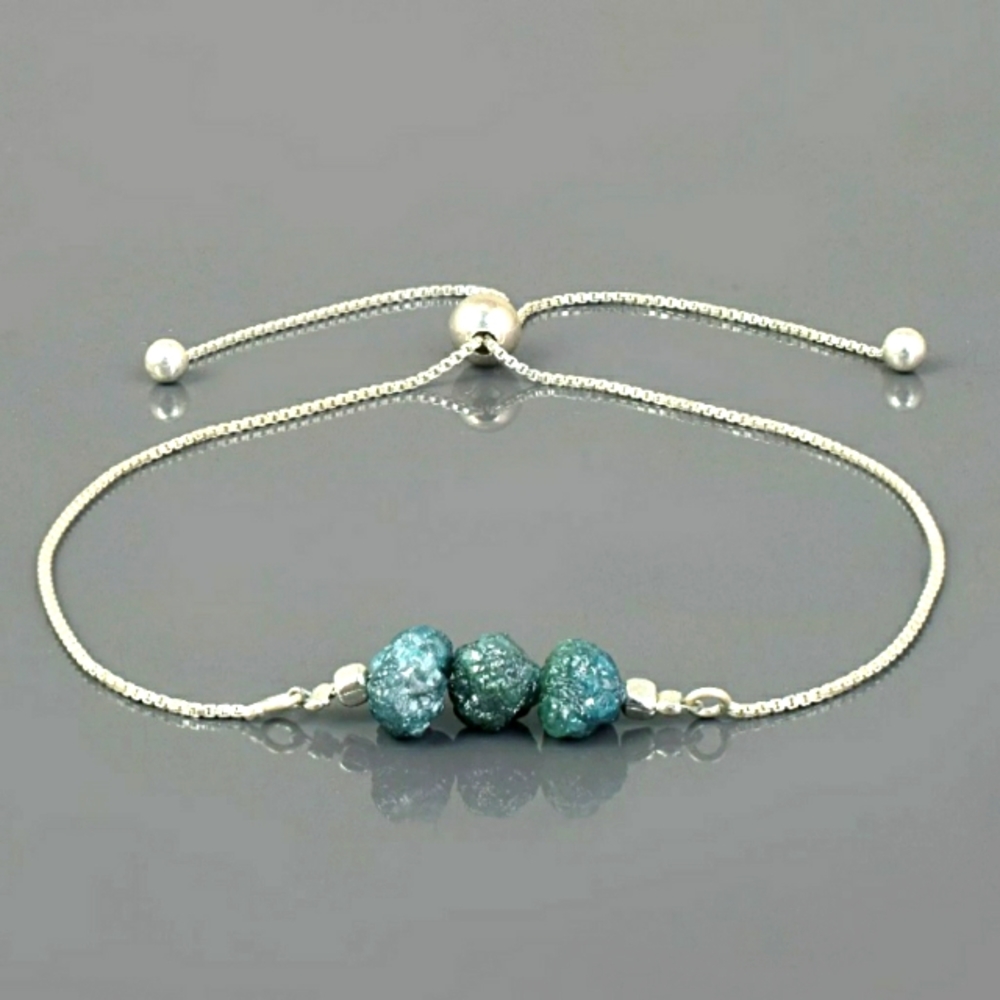 Natural Blue Diamond Bolo Bracelet